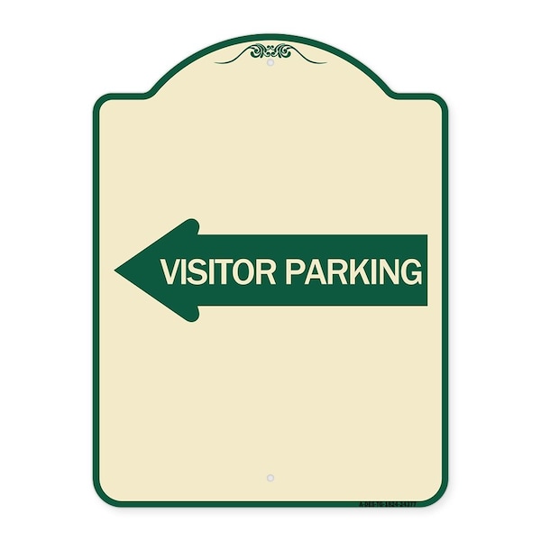 Visitor Parking With Left Arrow Heavy-Gauge Aluminum Architectural Sign, 24" x 18", TG-1824-24377